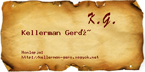 Kellerman Gerő névjegykártya